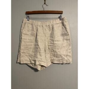 Not Perfect Linen Shorts Womens XXL Beige 100% Linen Pull On Lagenlook Casual